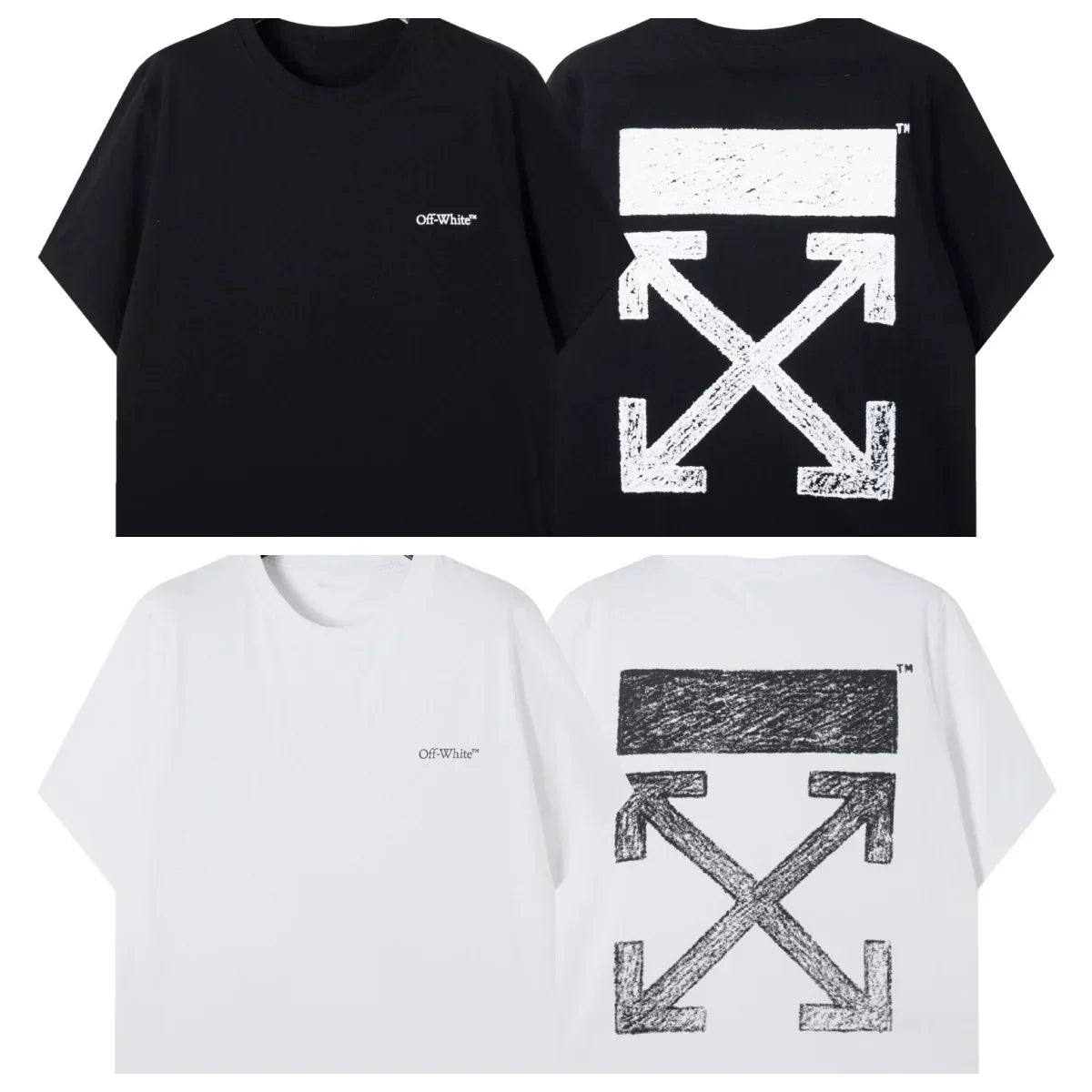 Off-White Cracked Texture Arrow Logo T-Shirt