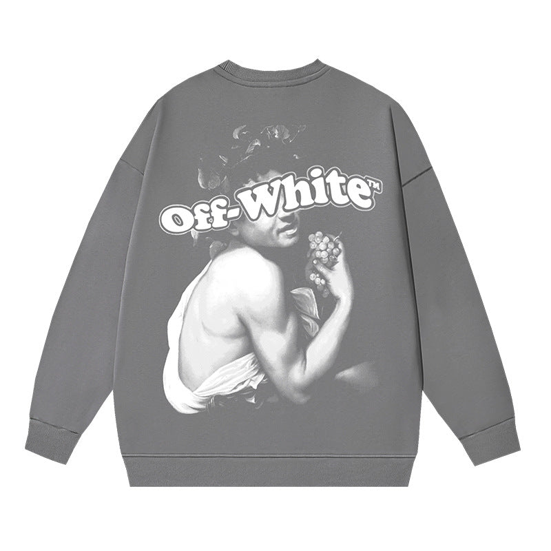 Off-White Dark Grey Classical Art Portrait Crewneck Sweatshirt