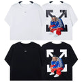 Off-White Hip Hop Character Arrow Graphic Short Sleeve T-Shirt