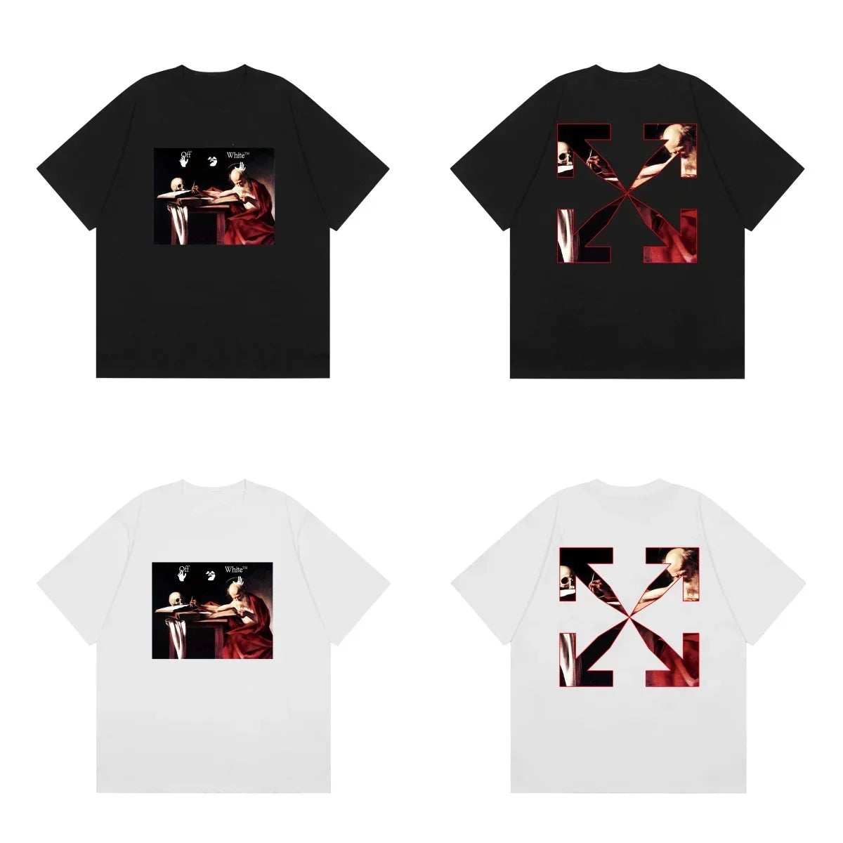 Off-White Red Tone Photo Arrow Cross Print Short Sleeve T-Shirt