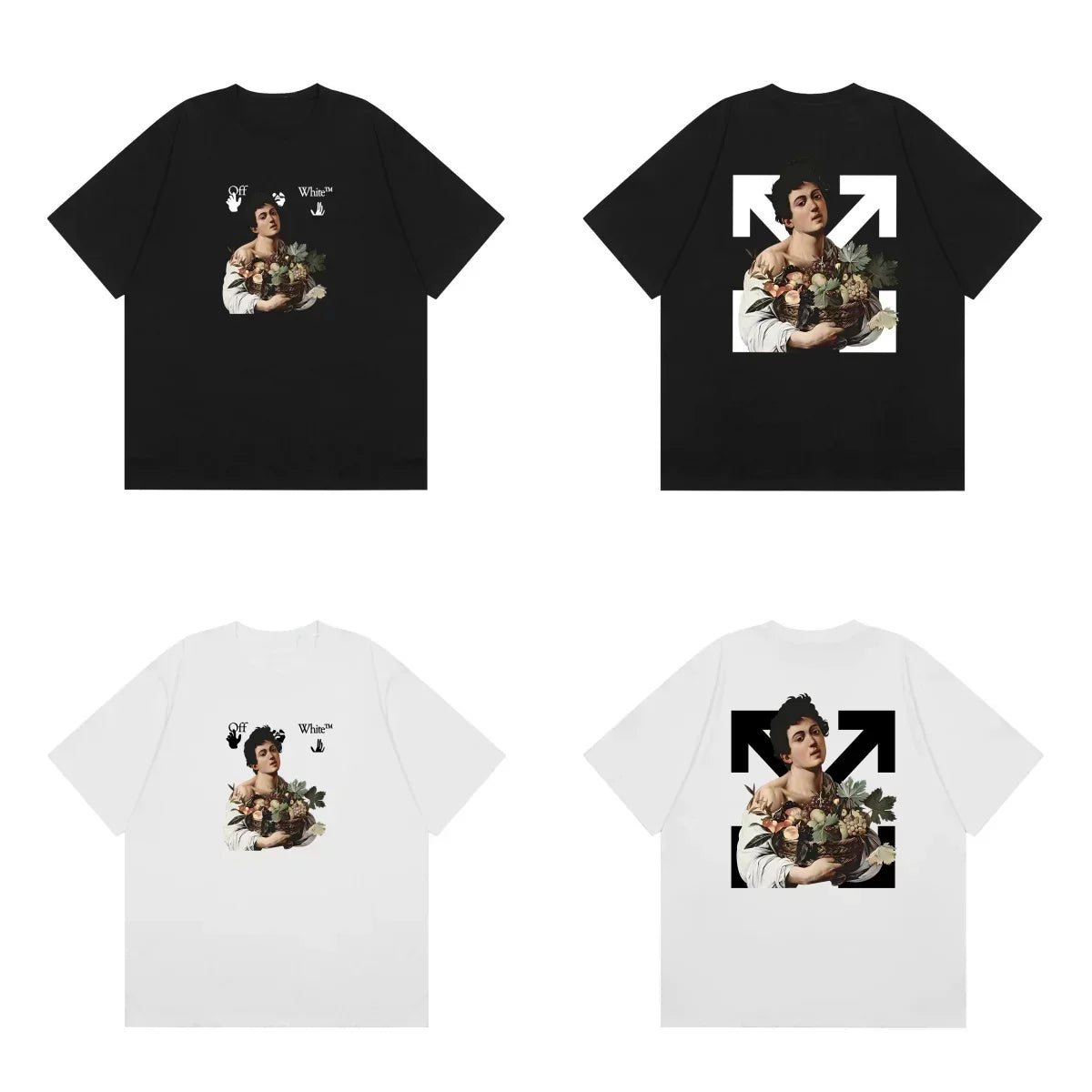 Off-White Oil Painting Figure Arrow Cross Print Short Sleeve T-Shirt