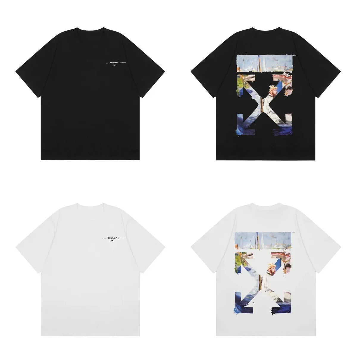 Off-White Landscape Painting Arrow Cross Print Short Sleeve T-Shirt