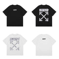 Off-White Glitter Crackle Arrow Cross Print Short Sleeve T-Shirt