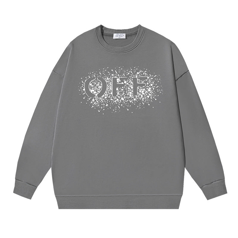 Off-White Dark Grey Spray Splatter Logo Crewneck Sweatshirt