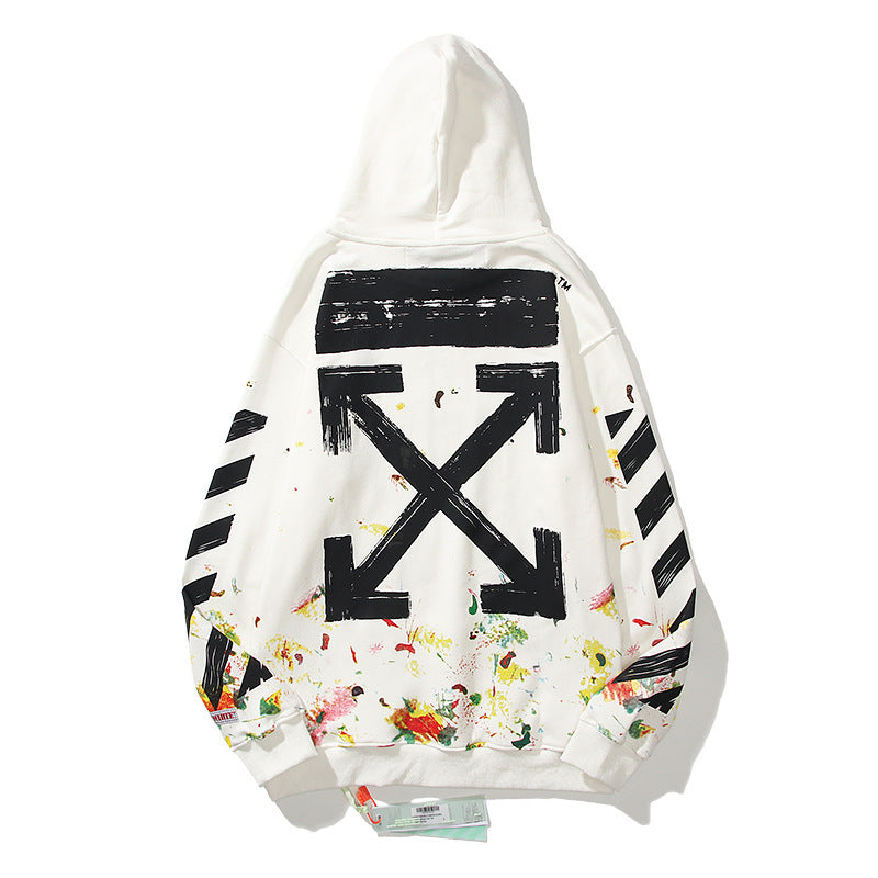 Off-White Black Leather-Effect Tone Arrow Hoodie
