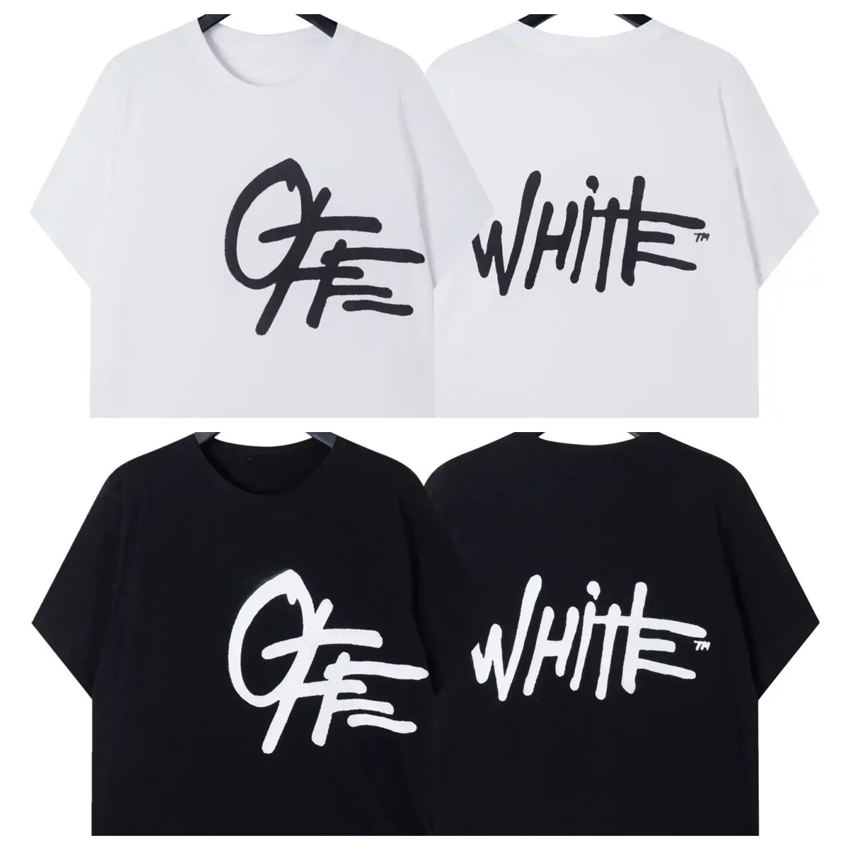 Off-White Cursive Script Arrow Logo Short Sleeve T-Shirt