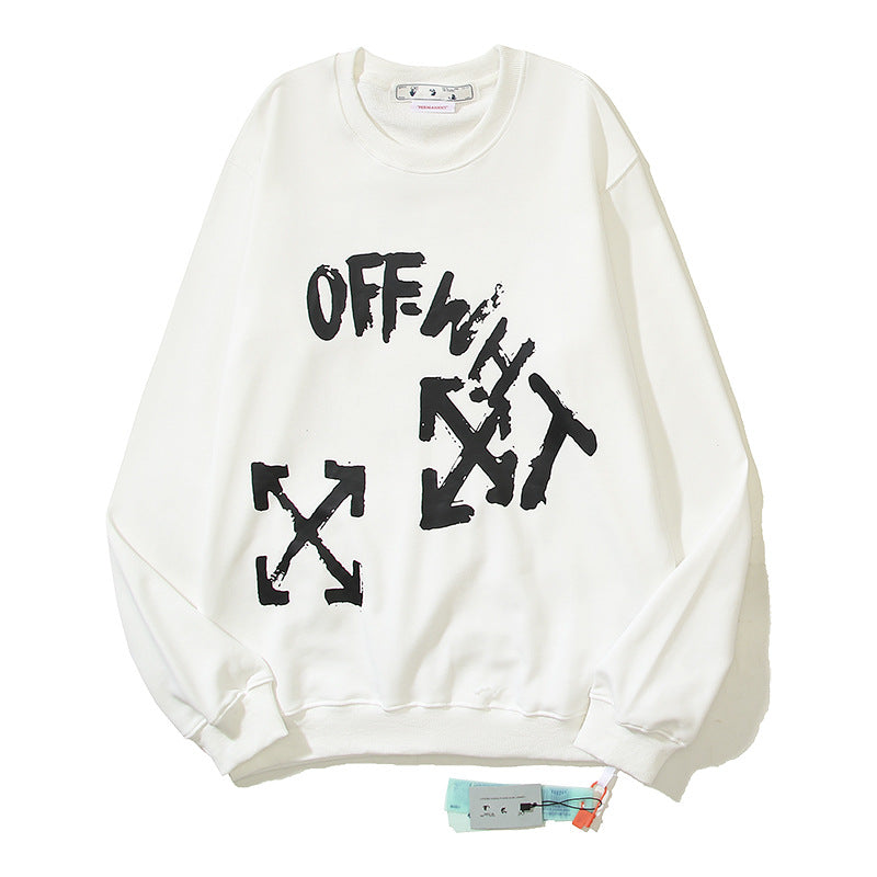 Off-White White Graffiti Typography Multi-Arrow Crewneck Sweatshirt
