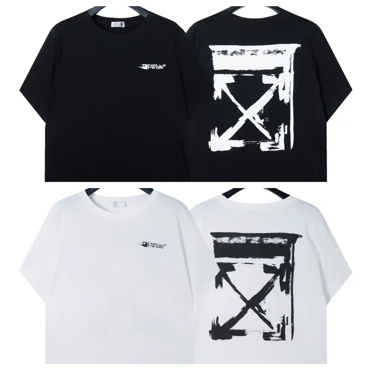 Off-White Brushstroke Arrow Cross Print Short Sleeve T-Shirt