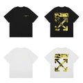 Off-White Gold Foil Arrow Cross Print Short Sleeve T-Shirt