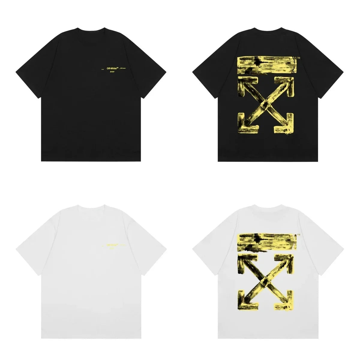 Off-White Gold Foil Arrow Cross Print Short Sleeve T-Shirt